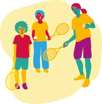 illustration idrottsledare och barn