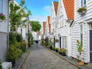 Small white houses in Stavanger City